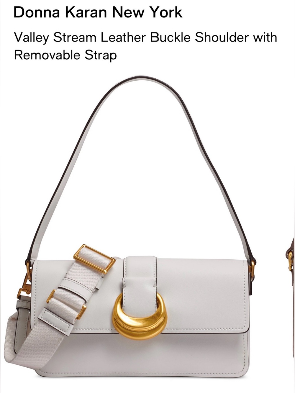 Donna Karan Valley Stream Leather Shoulder Bag. Ivory.